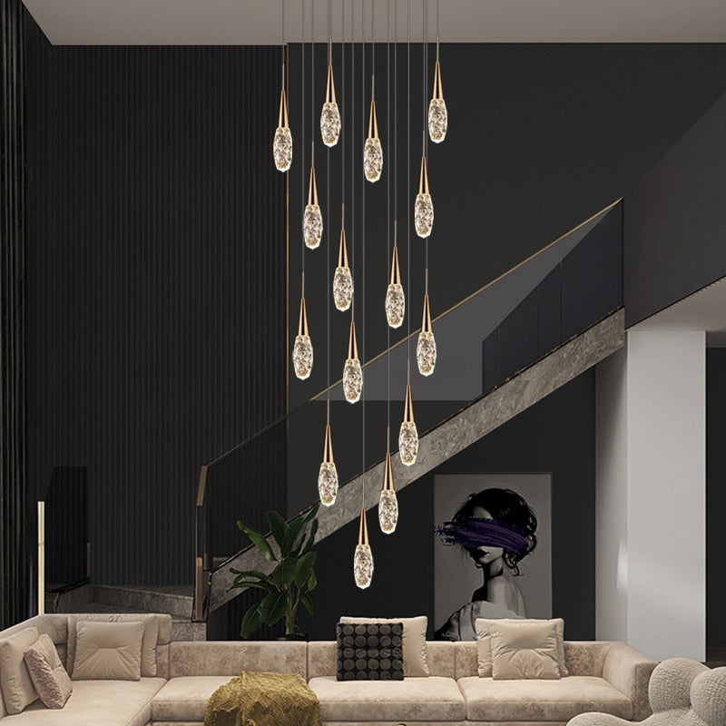 ChandeliersDecor.com-Staircase Chandelier-Crystal Cones Staircase Chandelier – Stunning Elegance