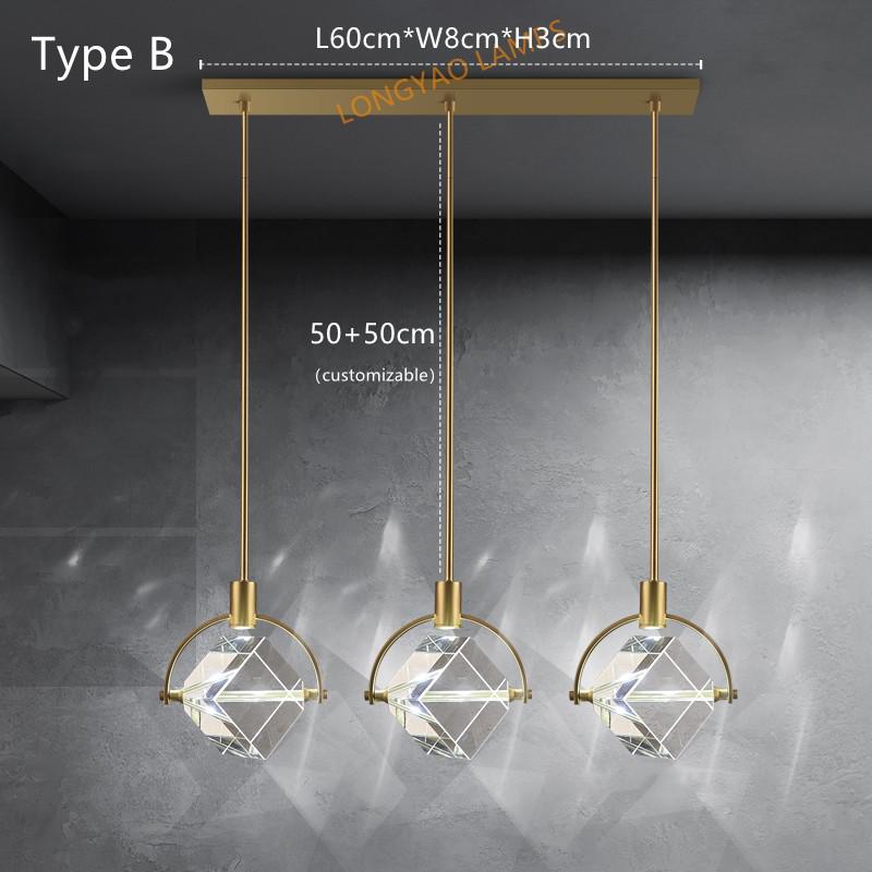 ChandeliersDecor.com-Kitchen Island-Crystal Cube LED Rotatable Pendant Chandelier