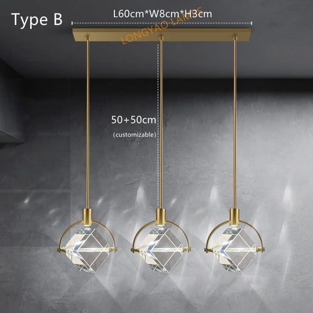 Crystal Cube LED Rotatable Pendant Chandelier-ChandeliersDecor.com