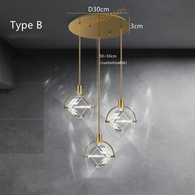 ChandeliersDecor.com-Kitchen Island-Crystal Cube LED Rotatable Pendant Chandelier