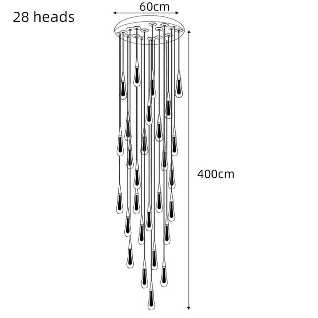 Crystal Drops Staircase Chandelier: Elegant Lighting-ChandeliersDecor.com