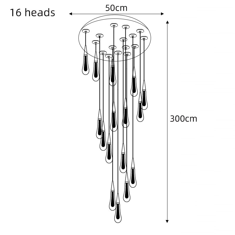 ChandeliersDecor.com-Staircase Chandelier-Crystal Drops Staircase Chandelier: Elegant Lighting