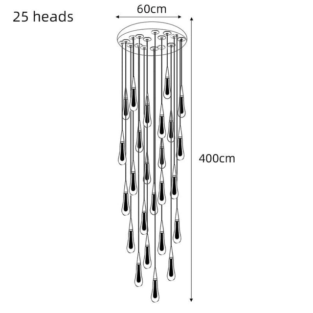 Crystal Drops Staircase Chandelier: Elegant Lighting-ChandeliersDecor.com