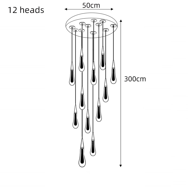 ChandeliersDecor.com-Staircase Chandelier-Crystal Drops Staircase Chandelier: Elegant Lighting