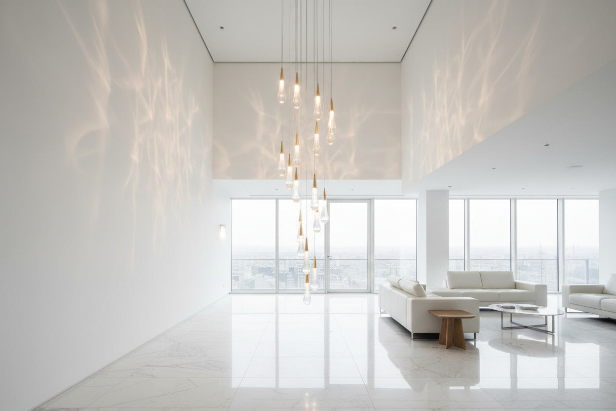 Crystal Drops Staircase Chandelier: Elegant Lighting-ChandeliersDecor.com