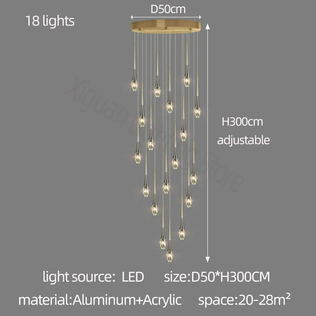 Crystal Drops Staircase Chandelier - Exquisite Home Lighting-ChandeliersDecor.com