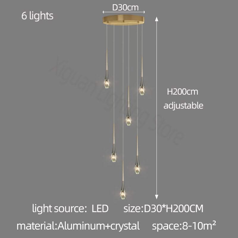 Crystal Drops Staircase Chandelier - Exquisite Home Lighting-ChandeliersDecor.com