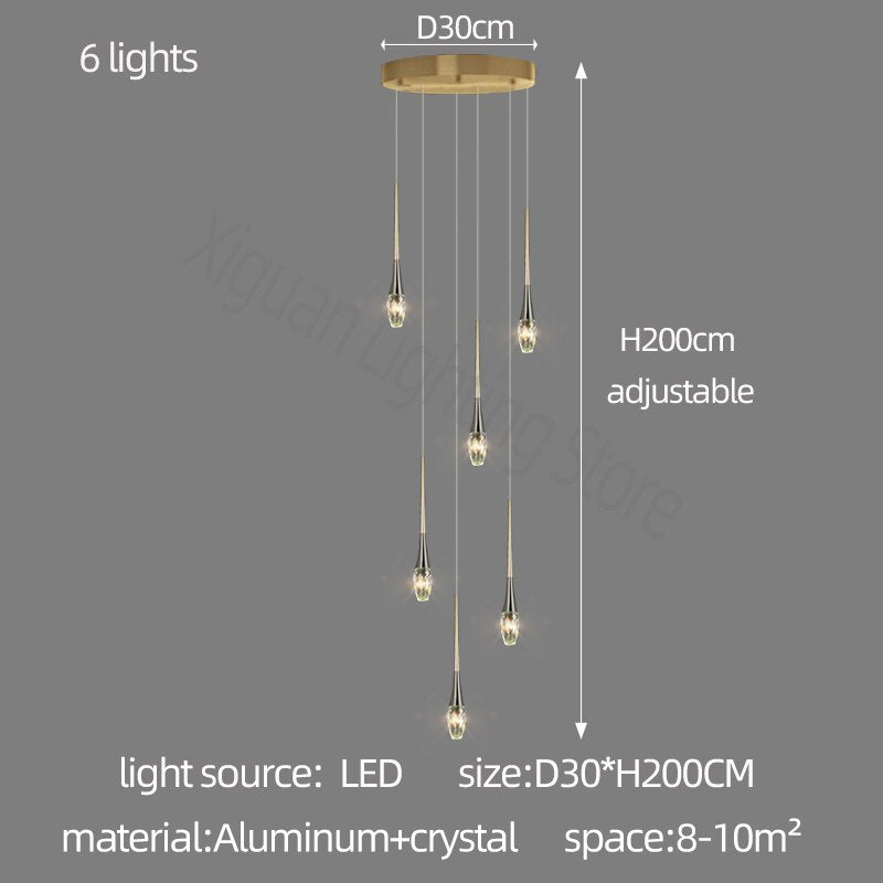 ChandeliersDecor.com-Staircase Chandelier-Crystal Drops Staircase Chandelier - Exquisite Home Lighting