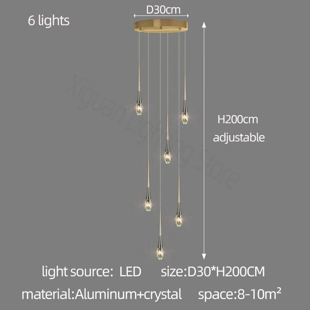 Crystal Drops Staircase Chandelier - Exquisite Home Lighting-ChandeliersDecor.com