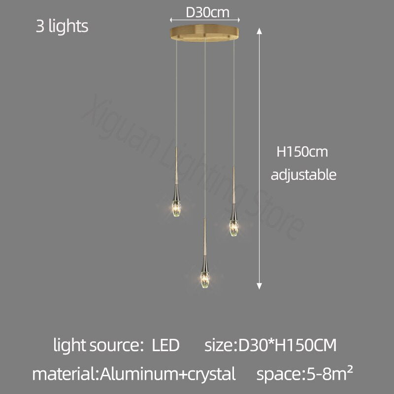 ChandeliersDecor.com-Staircase Chandelier-Crystal Drops Staircase Chandelier - Exquisite Home Lighting