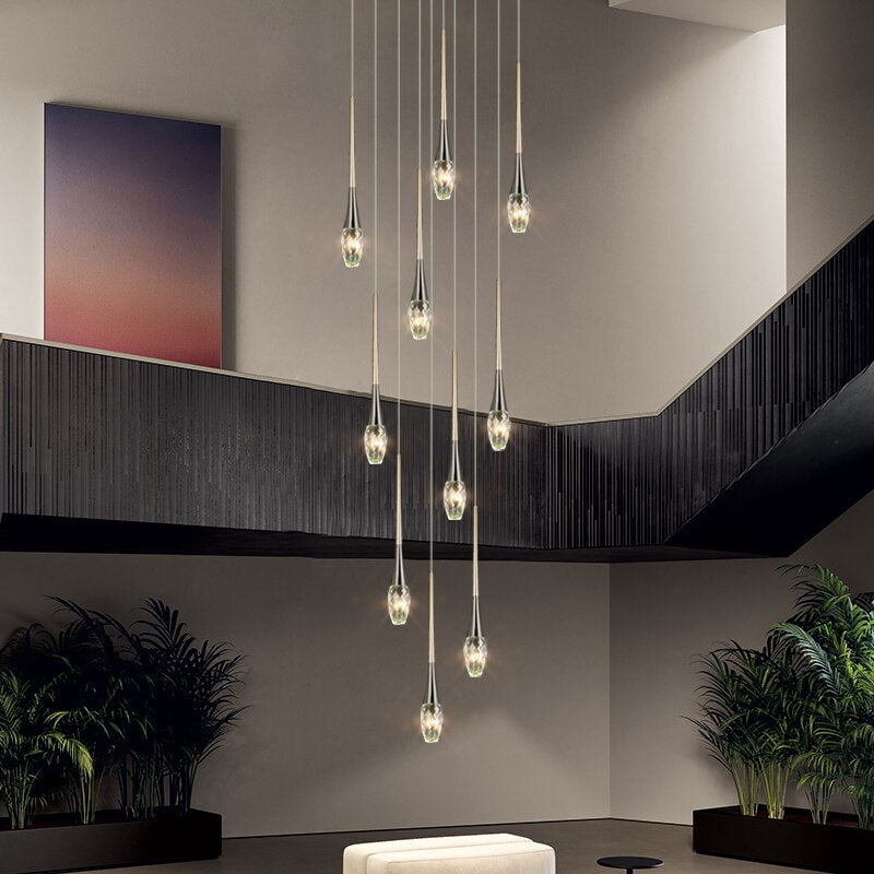 ChandeliersDecor.com-Staircase Chandelier-Crystal Drops Staircase Chandelier - Exquisite Home Lighting