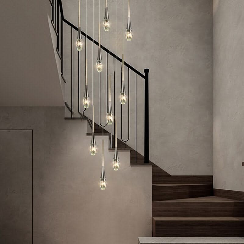 Crystal Drops Staircase Chandelier - Exquisite Home Lighting-ChandeliersDecor.com