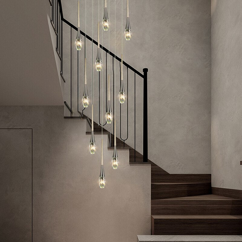 ChandeliersDecor.com-Staircase Chandelier-Crystal Drops Staircase Chandelier - Exquisite Home Lighting