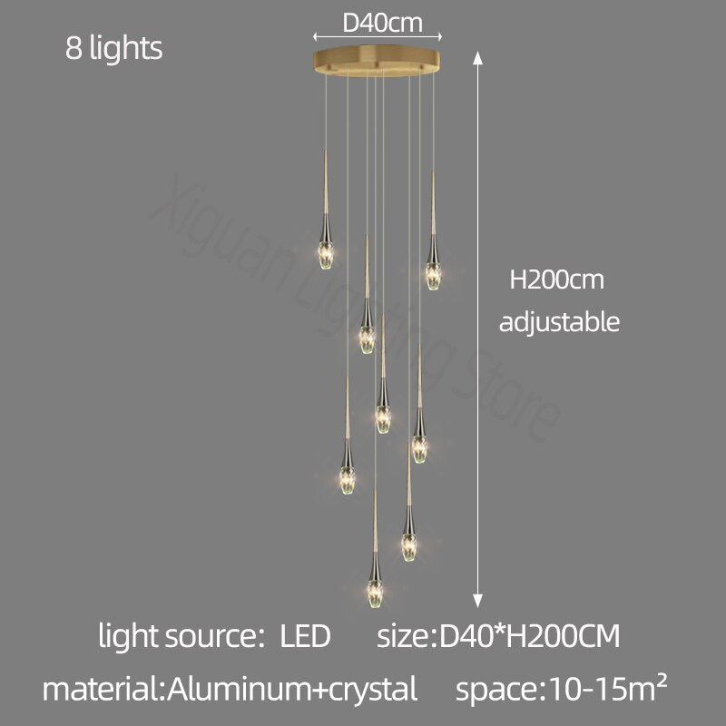 ChandeliersDecor.com-Staircase Chandelier-Crystal Drops Staircase Chandelier - Exquisite Home Lighting