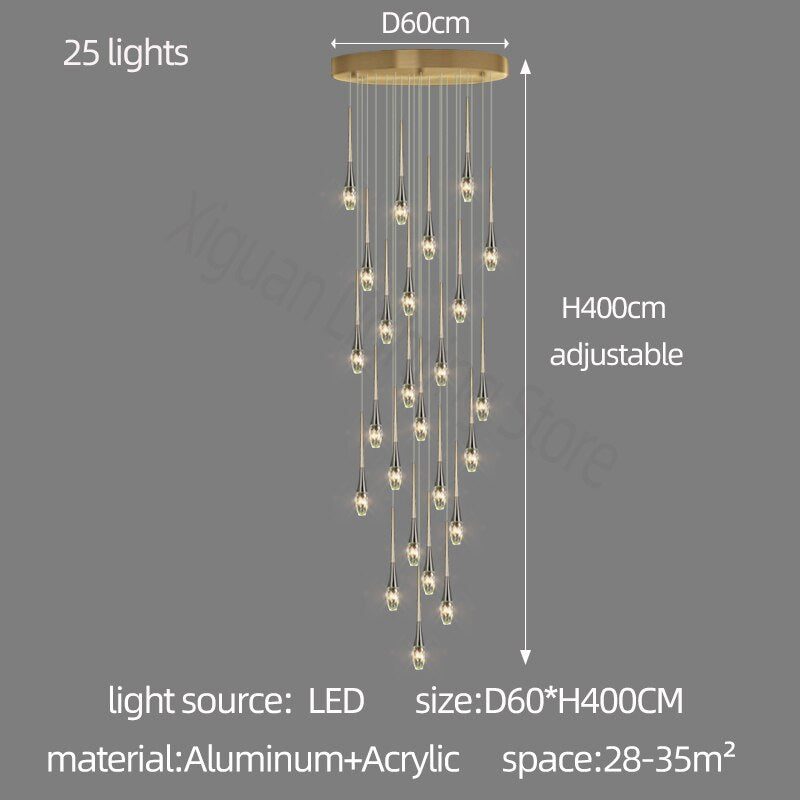 ChandeliersDecor.com-Staircase Chandelier-Crystal Drops Staircase Chandelier - Exquisite Home Lighting