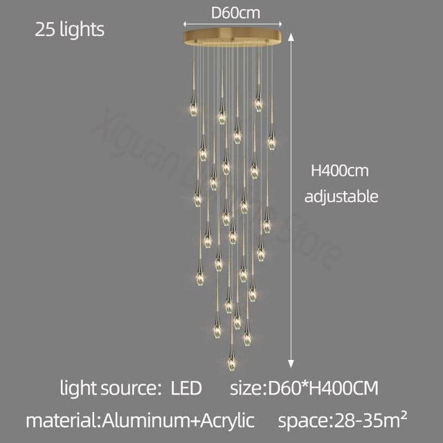 Crystal Drops Staircase Chandelier - Exquisite Home Lighting-ChandeliersDecor.com
