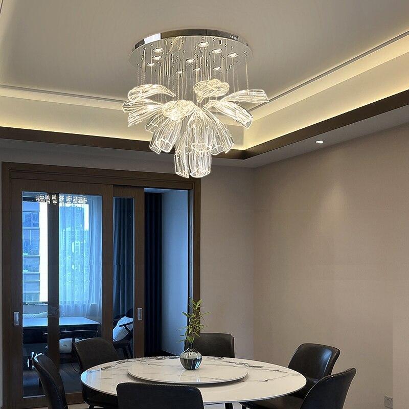 ChandeliersDecor.com-Chandeliers-Crystal Glass Petals Chandelier: Elegant Lighting Fixtures