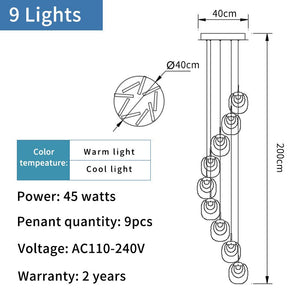 ChandeliersDecor.com-Staircase Chandelier-Crystal LED Pendant Chandelier – Rotating Staircase Lighting