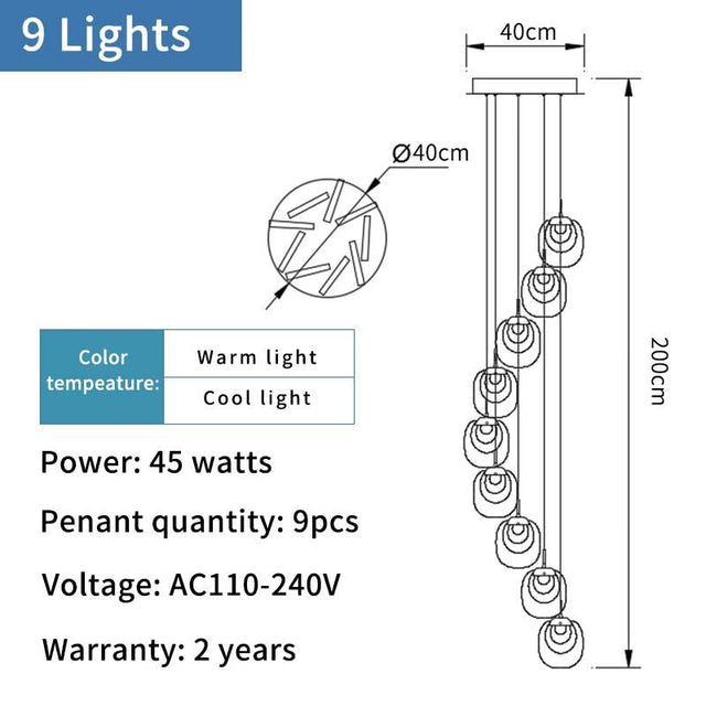 Crystal LED Pendant Chandelier – Rotating Staircase Lighting-ChandeliersDecor.com