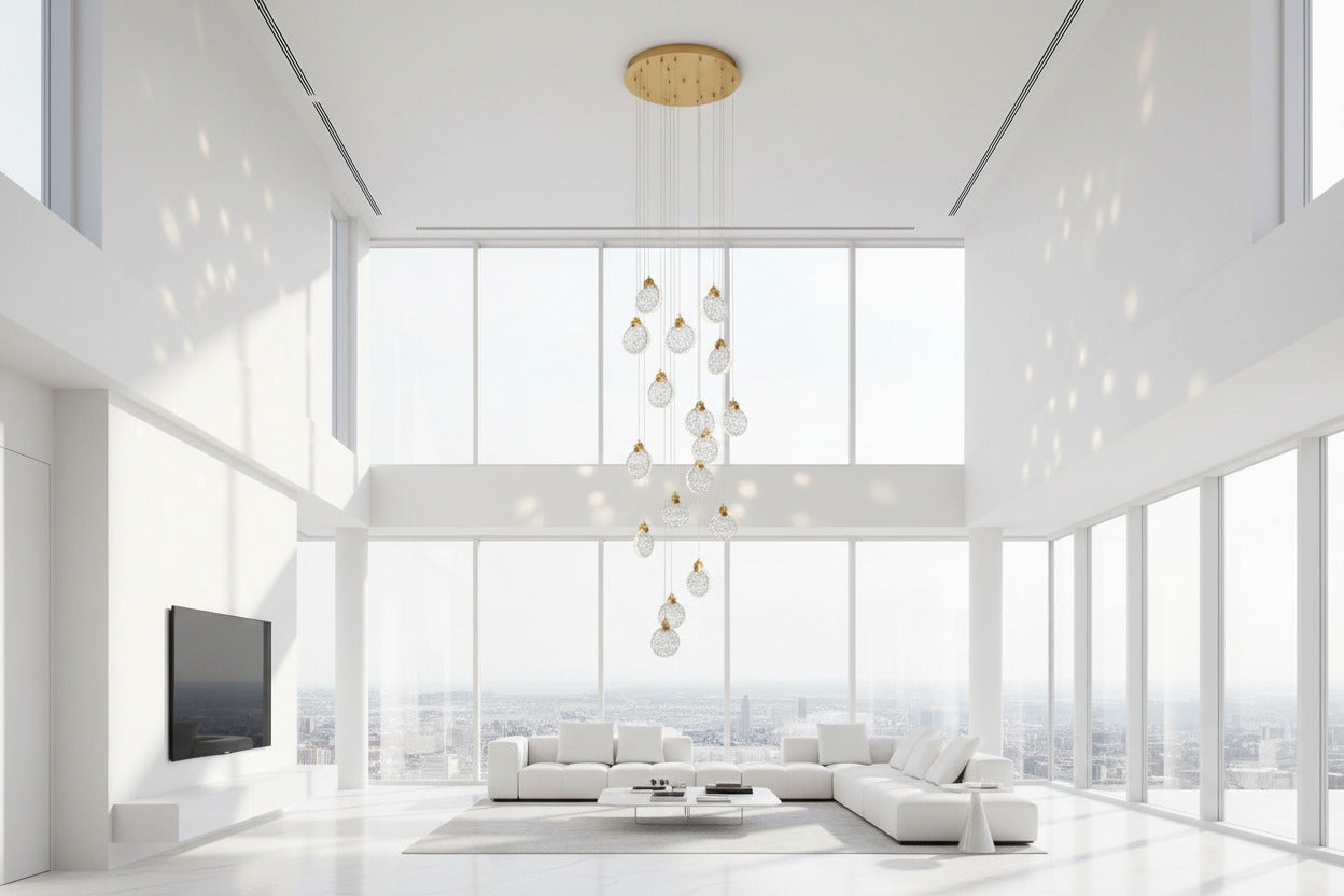 ChandeliersDecor.com-Staircase Chandelier-Crystal Rings Staircase Chandelier: Premium Lighting