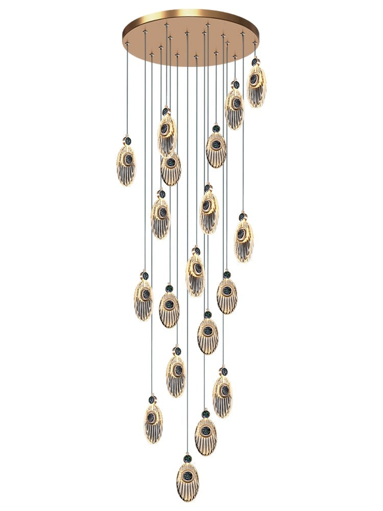 ChandeliersDecor.com-Staircase Chandelier-Crystal Shell Staircase Chandelier - Exquisite Lighting