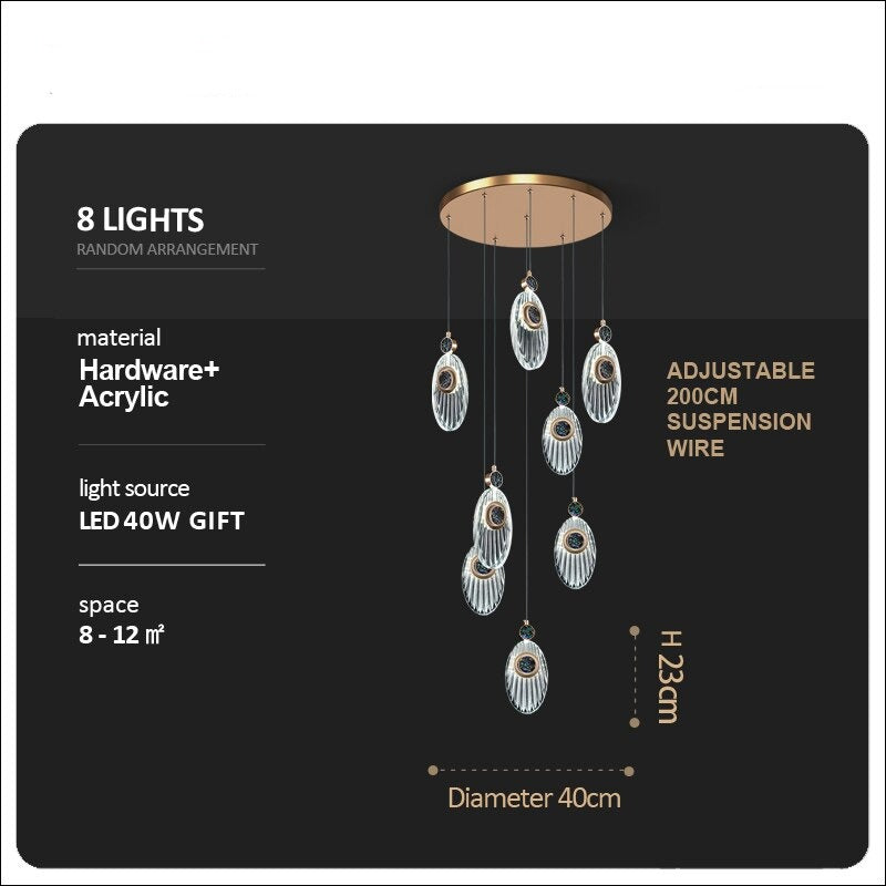 ChandeliersDecor.com-Staircase Chandelier-Crystal Shell Staircase Chandelier - Exquisite Lighting