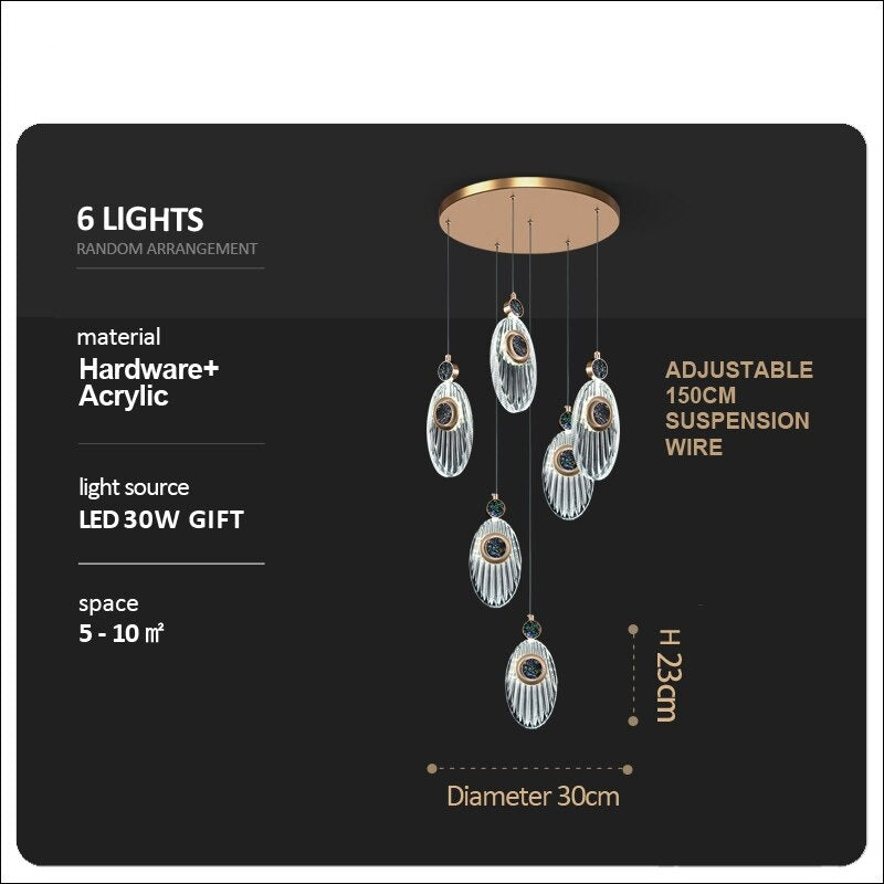 ChandeliersDecor.com-Staircase Chandelier-Crystal Shell Staircase Chandelier - Exquisite Lighting