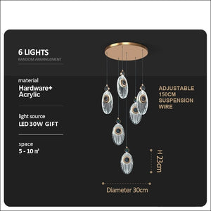 ChandeliersDecor.com-Staircase Chandelier-Crystal Shell Staircase Chandelier - Exquisite Lighting