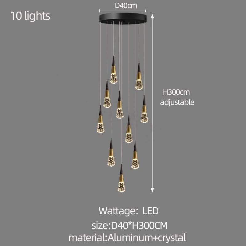 Crystal Spiral Cones Staircase Chandelier-ChandeliersDecor.com