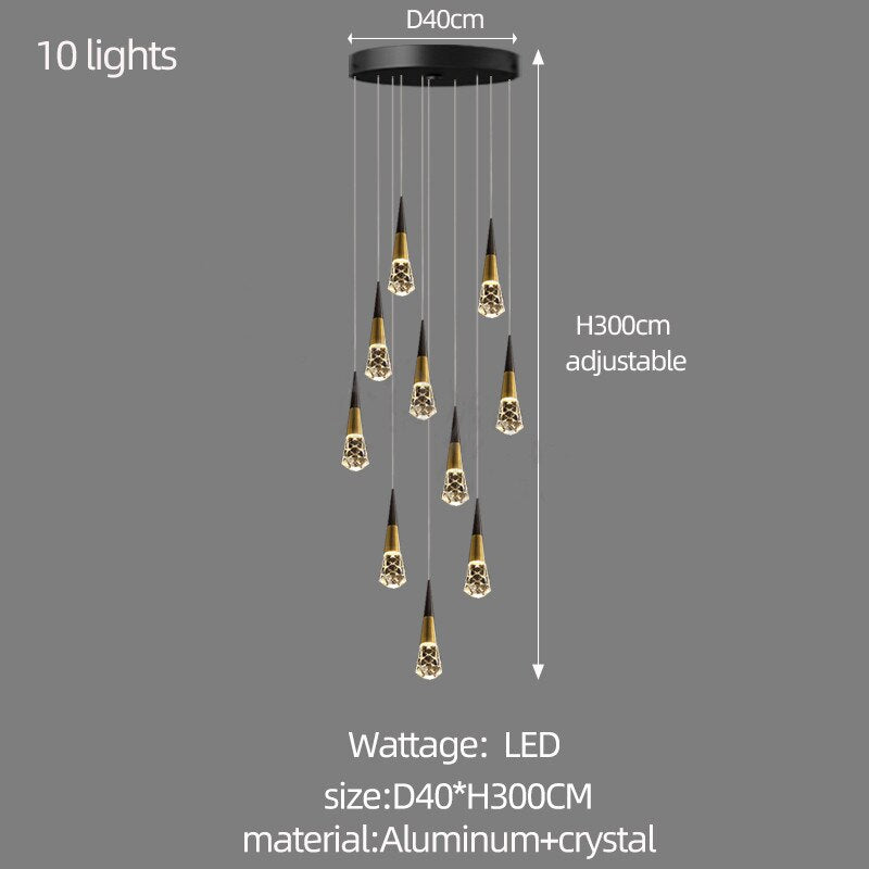 ChandeliersDecor.com-Staircase Chandelier-Crystal Spiral Cones Staircase Chandelier