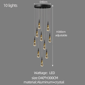 ChandeliersDecor.com-Staircase Chandelier-Crystal Spiral Cones Staircase Chandelier