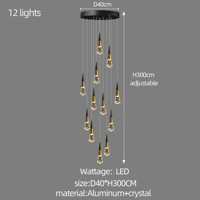 ChandeliersDecor.com-Staircase Chandelier-Crystal Spiral Cones Staircase Chandelier