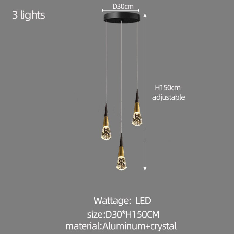 ChandeliersDecor.com-Staircase Chandelier-Crystal Spiral Cones Staircase Chandelier
