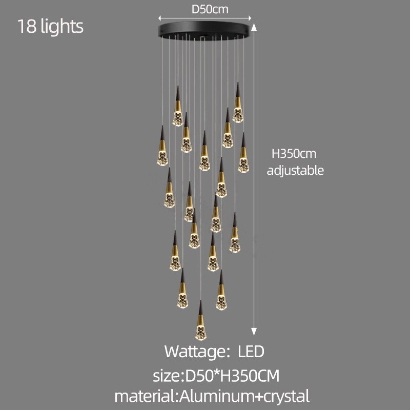 ChandeliersDecor.com-Staircase Chandelier-Crystal Spiral Cones Staircase Chandelier