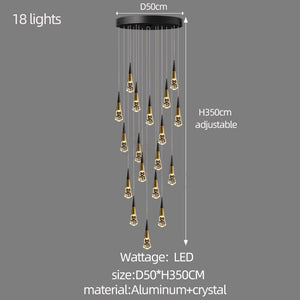 ChandeliersDecor.com-Staircase Chandelier-Crystal Spiral Cones Staircase Chandelier