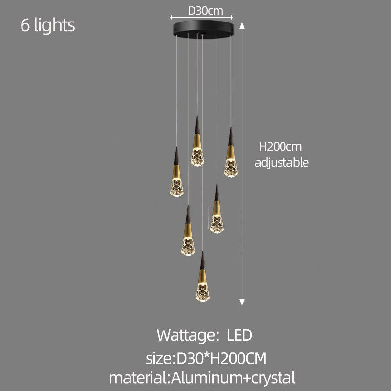 ChandeliersDecor.com-Staircase Chandelier-Crystal Spiral Cones Staircase Chandelier