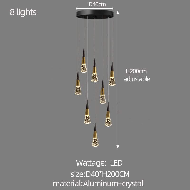 Crystal Spiral Cones Staircase Chandelier-ChandeliersDecor.com
