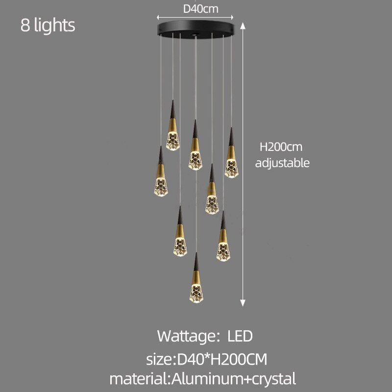 ChandeliersDecor.com-Staircase Chandelier-Crystal Spiral Cones Staircase Chandelier