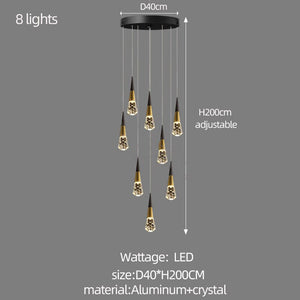 ChandeliersDecor.com-Staircase Chandelier-Crystal Spiral Cones Staircase Chandelier
