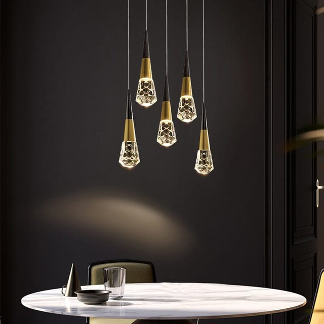 Crystal Spiral Cones Staircase Chandelier-ChandeliersDecor.com