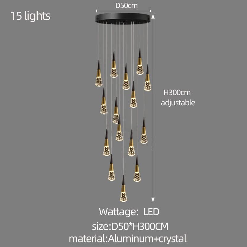 Crystal Spiral Cones Staircase Chandelier-ChandeliersDecor.com