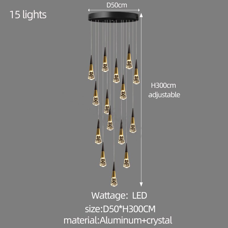 ChandeliersDecor.com-Staircase Chandelier-Crystal Spiral Cones Staircase Chandelier