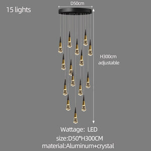 ChandeliersDecor.com-Staircase Chandelier-Crystal Spiral Cones Staircase Chandelier