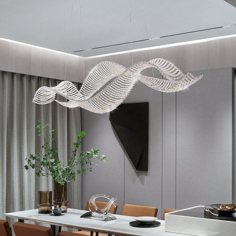 ChandeliersDecor.com-Kitchen Island-Crystal Swirl Chandelier Light