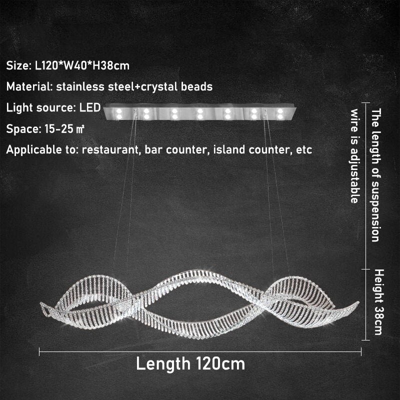 ChandeliersDecor.com-Kitchen Island-Crystal Swirl Chandelier Light