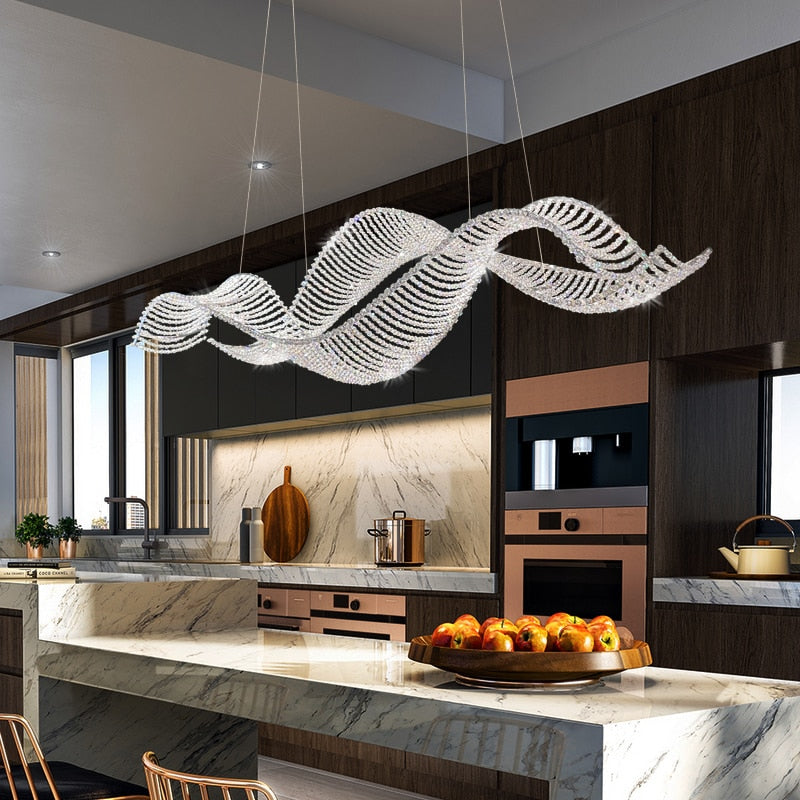 ChandeliersDecor.com-Kitchen Island-Crystal Swirl Chandelier Light