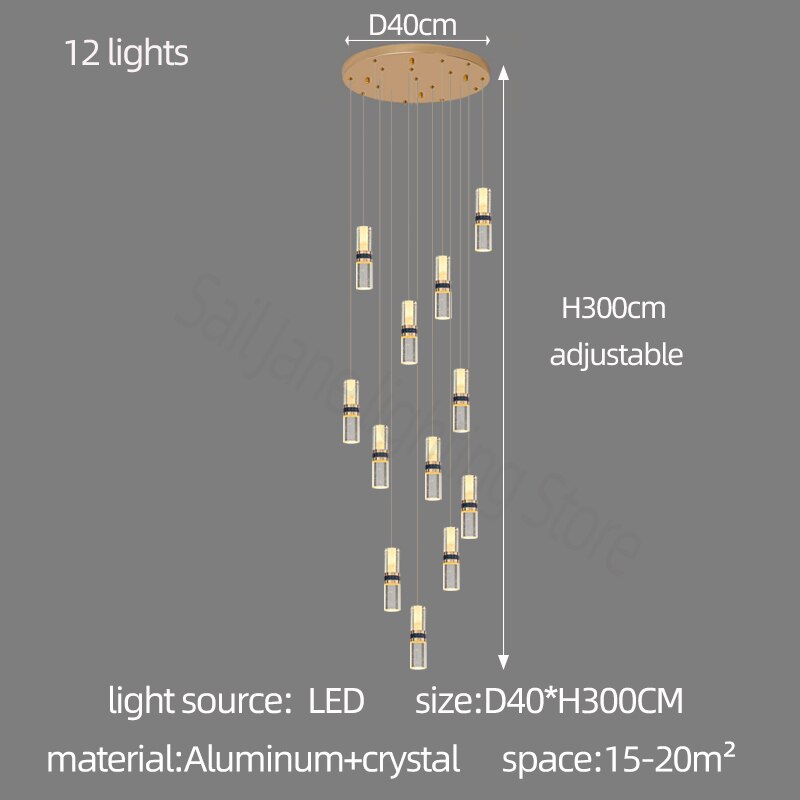 ChandeliersDecor.com-Staircase Chandelier-Crystal Tubes Staircase Chandelier: Enhance Your Space