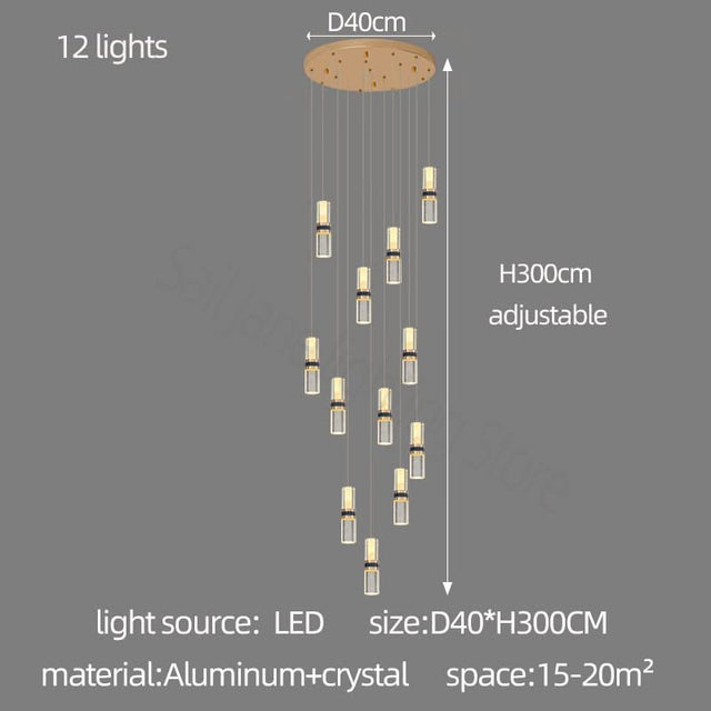 Crystal Tubes Staircase Chandelier: Enhance Your Space-ChandeliersDecor.com