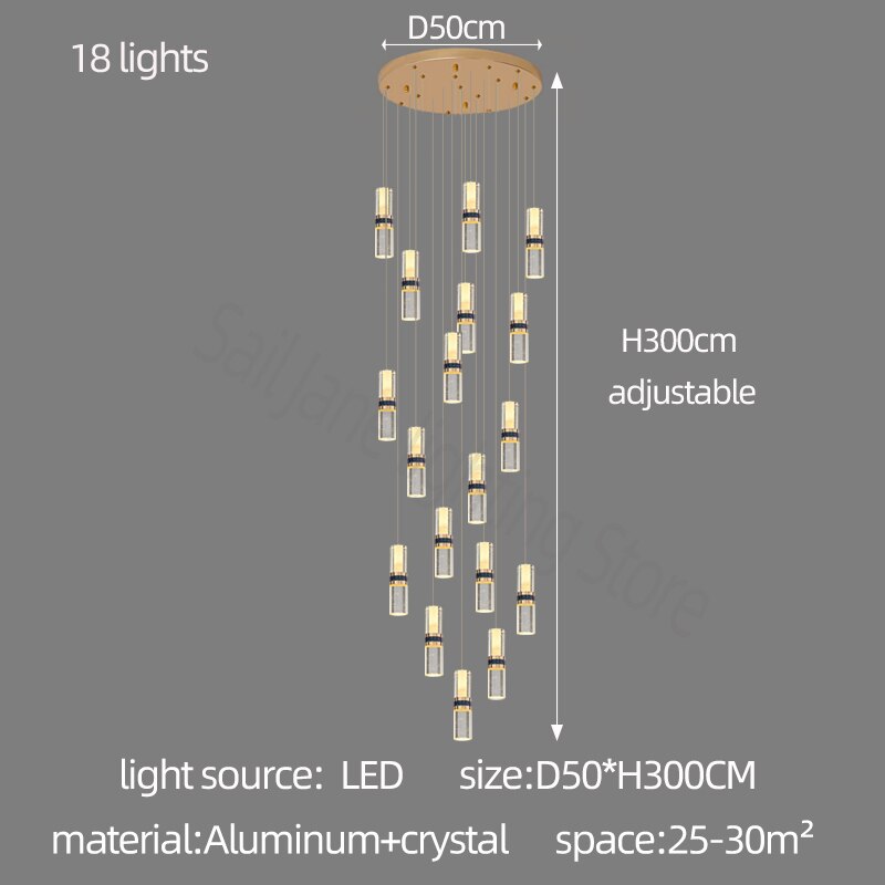 ChandeliersDecor.com-Staircase Chandelier-Crystal Tubes Staircase Chandelier: Enhance Your Space