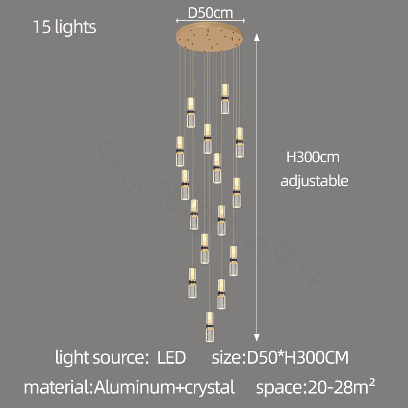 ChandeliersDecor.com-Staircase Chandelier-Crystal Tubes Staircase Chandelier: Enhance Your Space